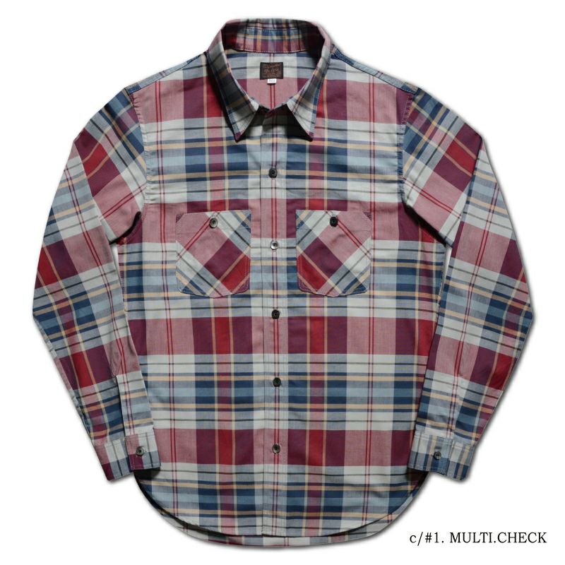 Deluxeware LV-25 カラー グリーンチェック柄 長袖シャツ XL Deluxeware LV-25 カラー グリーンチェック柄 長袖シャツ XL